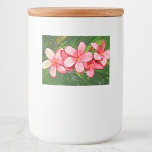 Etiqueta Para Comida Arte de Frangipani Tropical Rosa