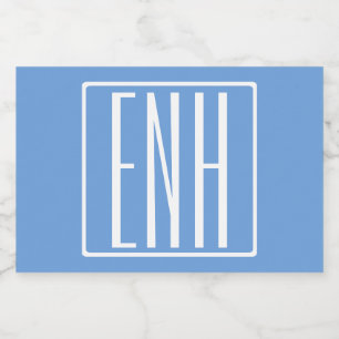 Etiqueta Para Comida Audaz Monograma Moderno 3 Iniciales   Azul suave