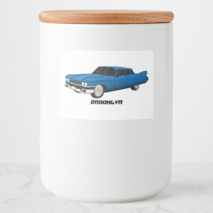 Etiqueta Para Comida Auto clásico azul fresco de 1959