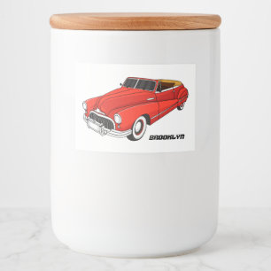 Etiqueta Para Comida Automóvil rojo clásico de 1948