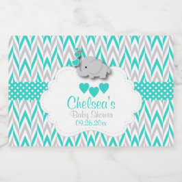 Etiqueta Para Comida Baby Shower Turquoise Elephant