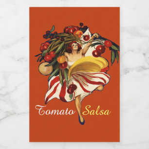 ETIQUETA PARA COMIDA BAILE FIESTA DE ESPAGUETTI, COCINA ITALIANA TOMATO