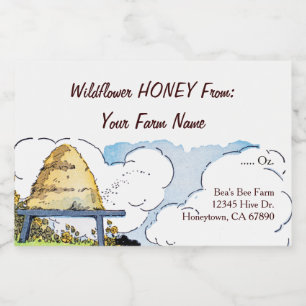 Etiqueta Para Comida Beehive vendimiosa editable de 3" x 2"