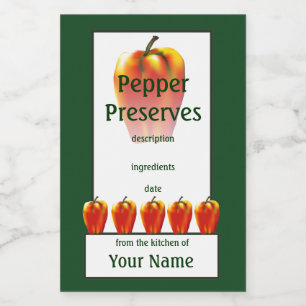Etiqueta Para Comida Bell Pepper Preserve Naranja 2x3