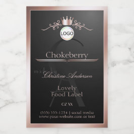 Etiqueta Para Comida Black Product Label Rose Gold Frame Logo Monogram