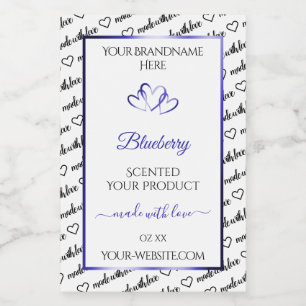 Etiqueta Para Comida Black White Word Cloud Product Labels Blue Hearts