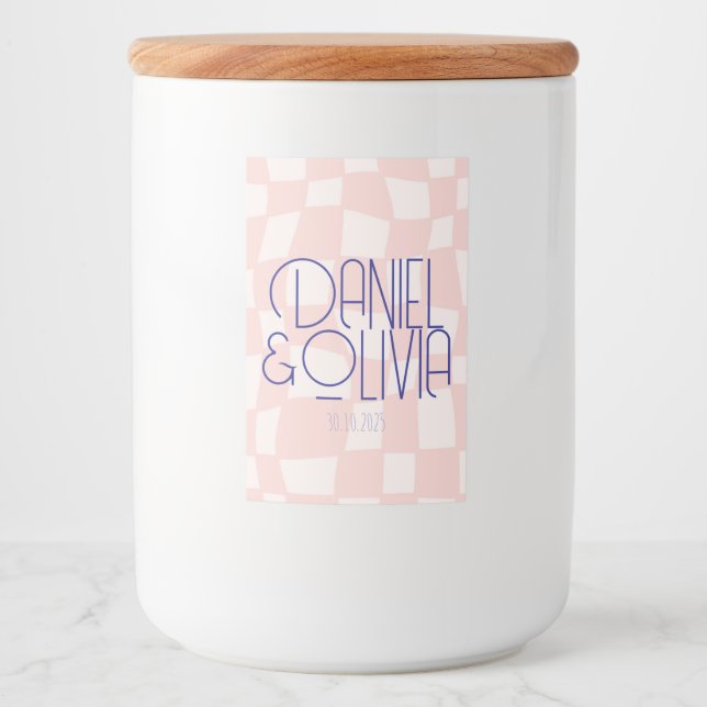 Etiqueta Para Comida Boda cuadrado rosado (Anverso)