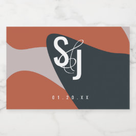 Etiqueta Para Comida Boda de Terracota Orgánica Azul y Rubor