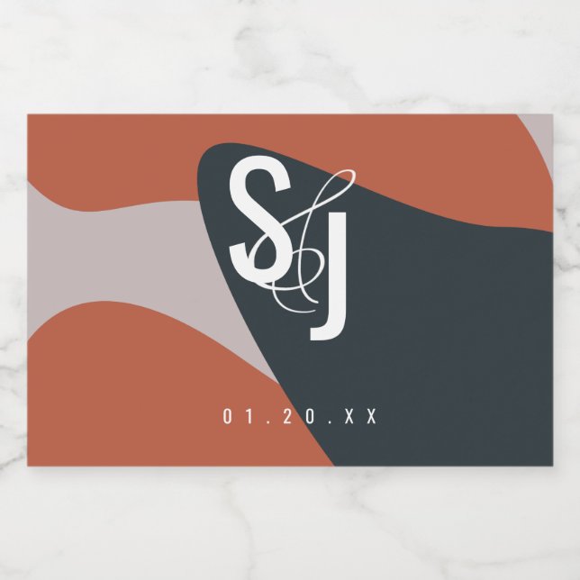 Etiqueta Para Comida Boda Rubor Organic Terracotta Blue (Etiqueta única)