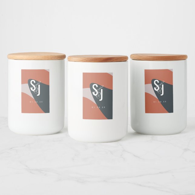 Etiqueta Para Comida Boda Rubor Organic Terracotta Blue (Botellas)