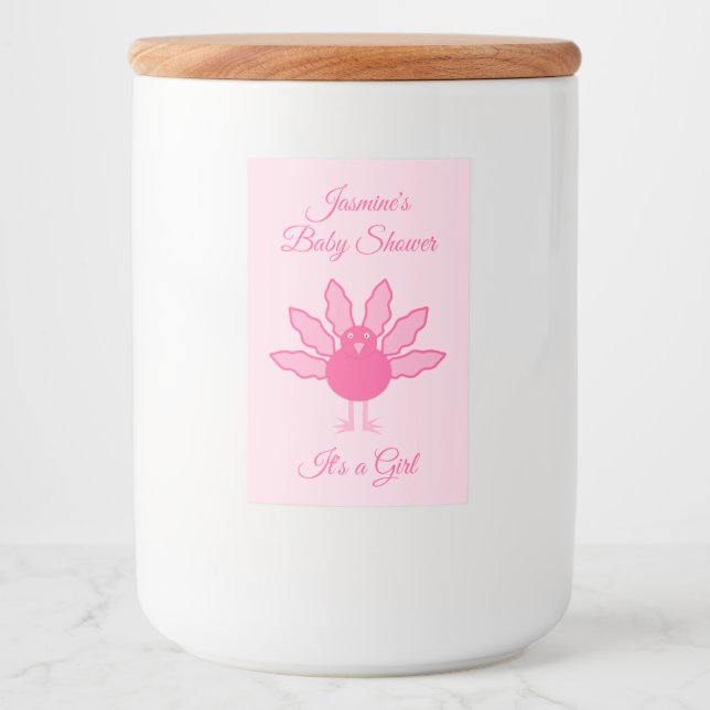 Etiqueta Para Comida Bonito Niña Bebé Rosa Agradecimiento Personalizado (Anverso)