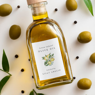 Etiqueta Para Comida Botella de aceite de oliva con limón de acuarela p