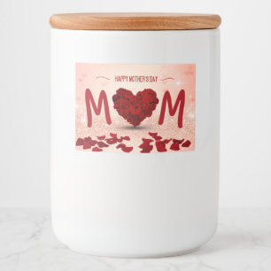 Etiqueta Para Comida Bouquet de corazón Rosa del día de la madre - Etiq