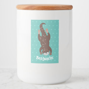 Etiqueta Para Comida Buceo con nutria en el ilustracion verde azulado p