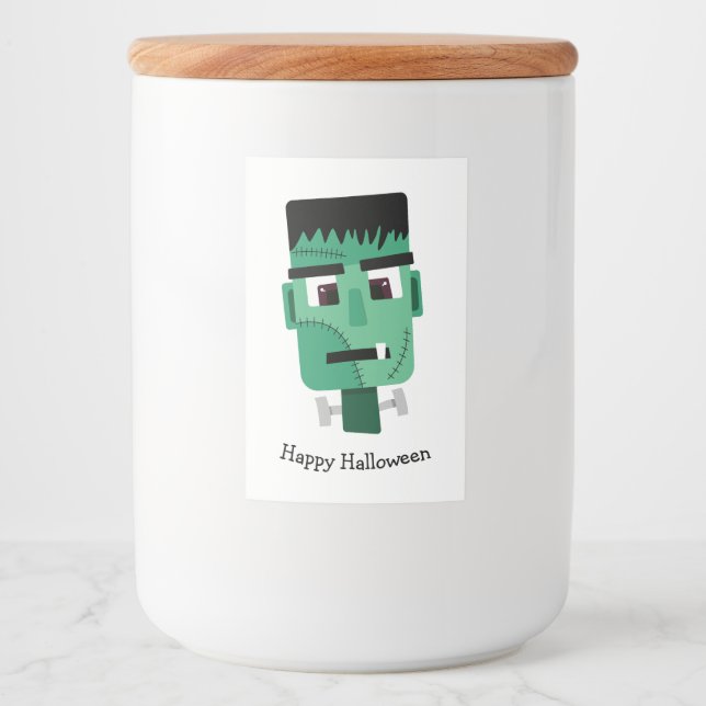 Etiqueta Para Comida Cabeza del Monstruo de Frankenstein (Anverso)