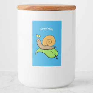 Etiqueta Para Comida Caca, caracol feliz en un ilustracion personalizad