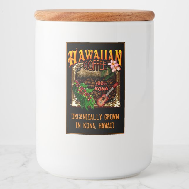 Etiqueta Para Comida Café hawaiano (Anverso)