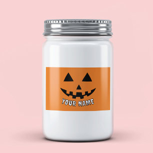 Etiqueta Para Comida Calabaza Naranja Personalizada de Halloween con Tu