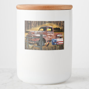 Etiqueta Para Comida Camión rojo antiguo camionero vintage de la granja