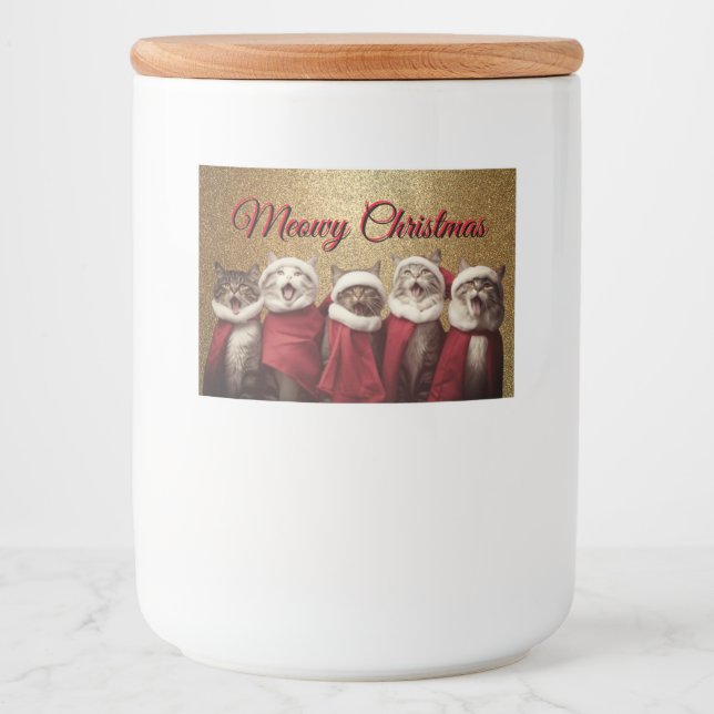 Etiqueta Para Comida Cantando gatos (Anverso)