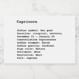 Etiqueta Para Comida Capricornio Rótulo Zodiaco Astrología estrella de 