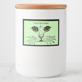 Etiqueta Para Comida Cara personalizada de gato con ojos verdes Bonitos