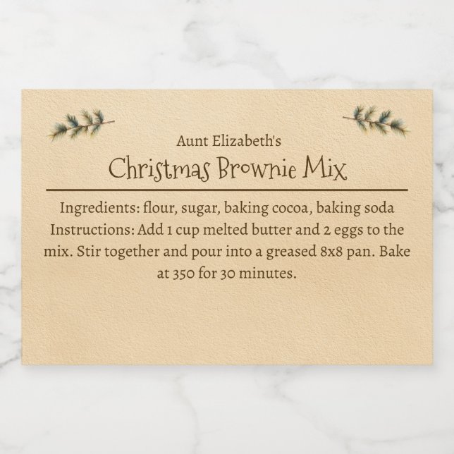 Etiqueta Para Comida Christmas Brownie Baking Mix Personalized Simple (Etiqueta única)