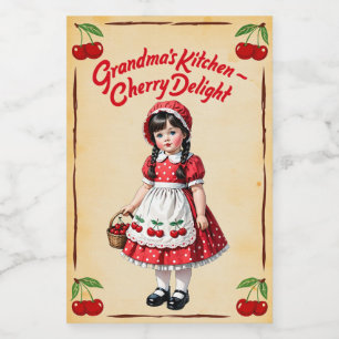 Etiqueta Para Comida Cocina de la abuela Cherry Delight Vintage
