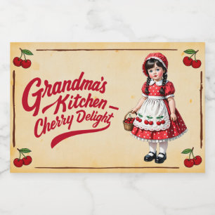Etiqueta Para Comida Cocina de la abuela - Delicia de cerezo - Vintage