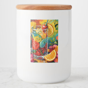 Etiqueta Para Comida Cóctel de Verano Tropical Pintura al Óleo Impasto