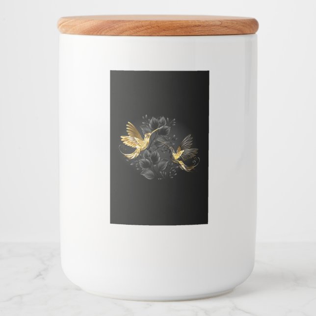 Etiqueta Para Comida Colibrí negro y dorado (Anverso)