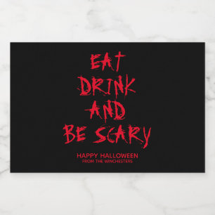 Etiqueta Para Comida Come y ten miedo personalizado de sangre roja Hall