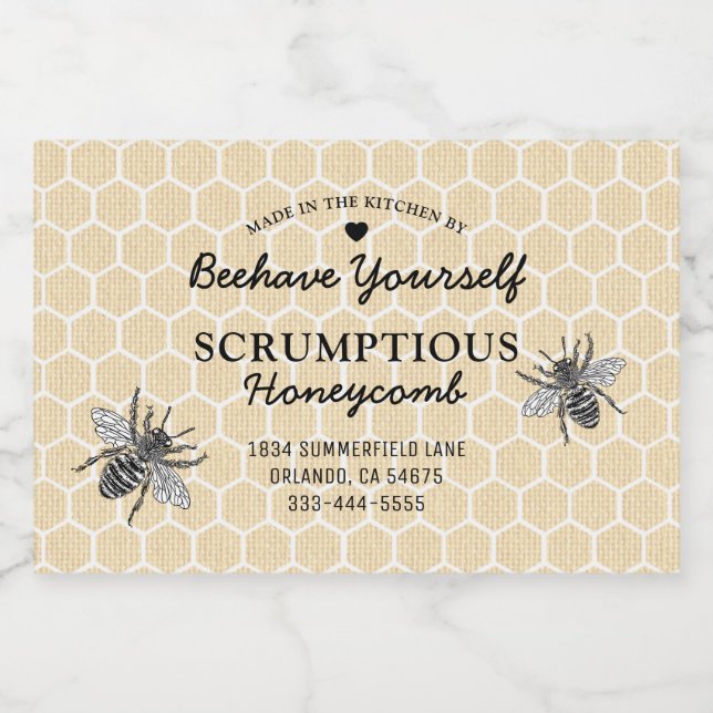 Etiqueta Para Comida Comida de miel de abeja (Etiqueta única)