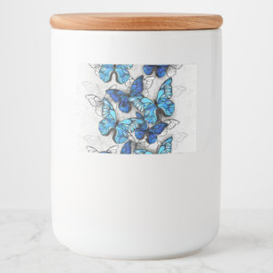 Etiqueta Para Comida Composición de mariposas blancas y azules