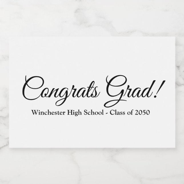 Etiqueta Para Comida Congrats grad personalizado blanco clase de texto  (Etiqueta única)