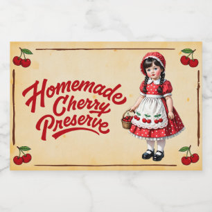 Etiqueta Para Comida Conserva Casera de Cereza - Vintage