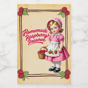 Etiqueta Para Comida Conserva Casera de Frambuesa Vintage