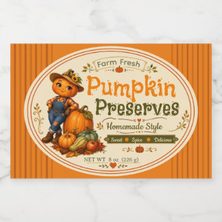 Etiqueta Para Comida Conservas de Calabaza Frescas de Granja Vintage Fr