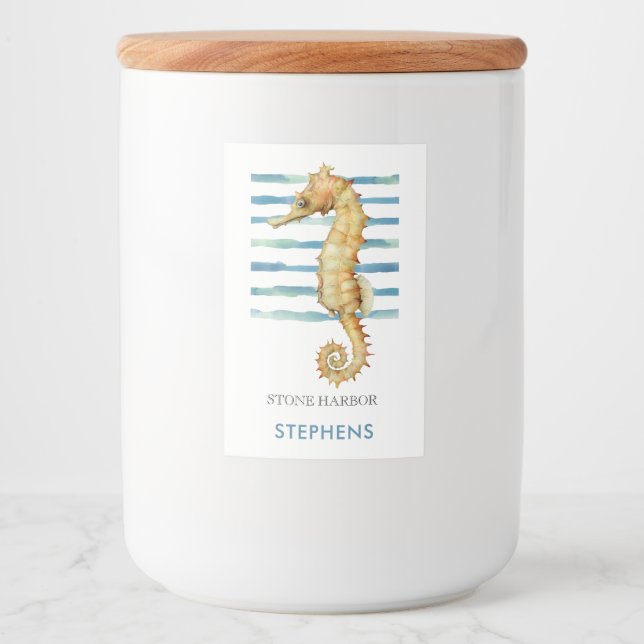 Etiqueta Para Comida Costa del caballito de mar acuático (Anverso)