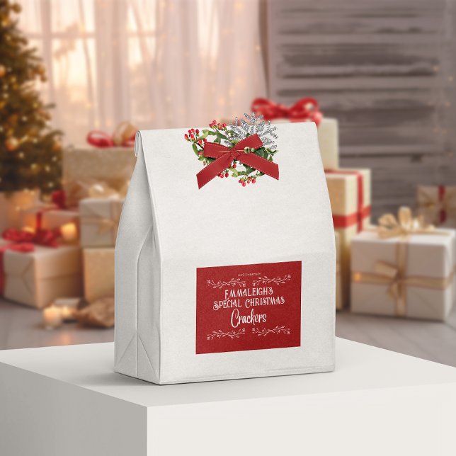 Etiqueta Para Comida Crackers caseros rojo estético (Subido por el creador)