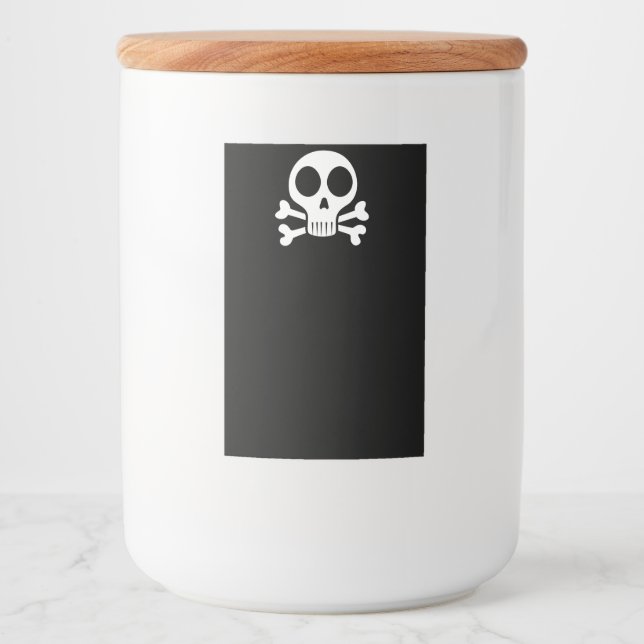 Etiqueta Para Comida cráneo espeluznante sobre un fondo negro (Anverso)