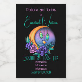 Etiqueta Para Comida Crea tu propio Cristales, Luna y Rosas.