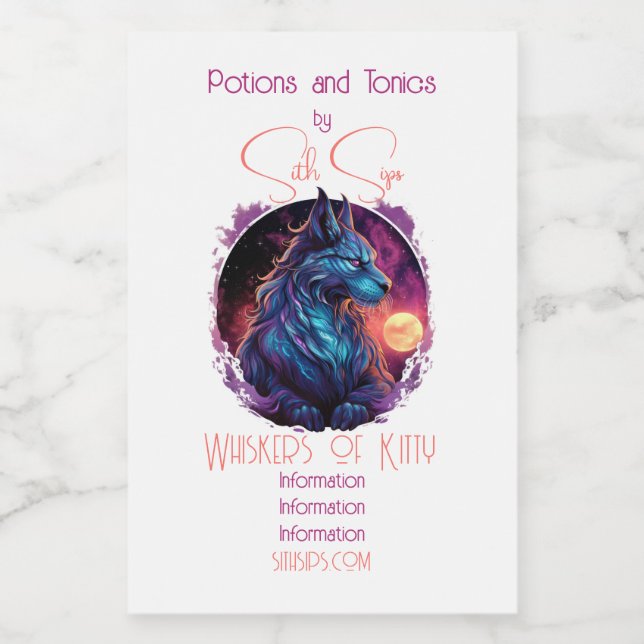 Etiqueta Para Comida Crea tu propio gato salvaje sith mítico (Etiqueta única)