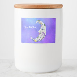 Etiqueta Para Comida Crescent Decorado Moon Colorful Face Purple Sky