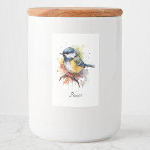 Etiqueta Para Comida Cute Bluetit en una Rama, personalizado