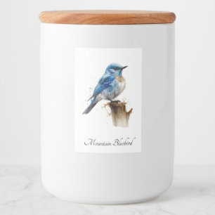 Etiqueta Para Comida Cute Little Mountain Bluebird Acuarela, personaliz