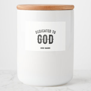 ETIQUETA PARA COMIDA DEDICADO A DIOS PERSONALIZABLE GUAY TEXTO NEGRO