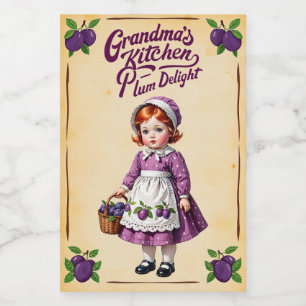 Etiqueta Para Comida Delicia de Ciruela de la Cocina de la Abuela Vinta