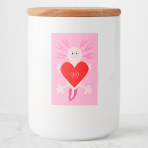 Etiqueta Para Comida Día de San Valentín Amor Corazón Axolotl Personali