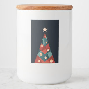 Etiqueta Para Comida Diseño de árbol de navidad, retro abstracto azul r